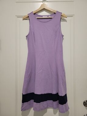 New York & Company Lavender Sleeveless Midi Dress with Navy Trim